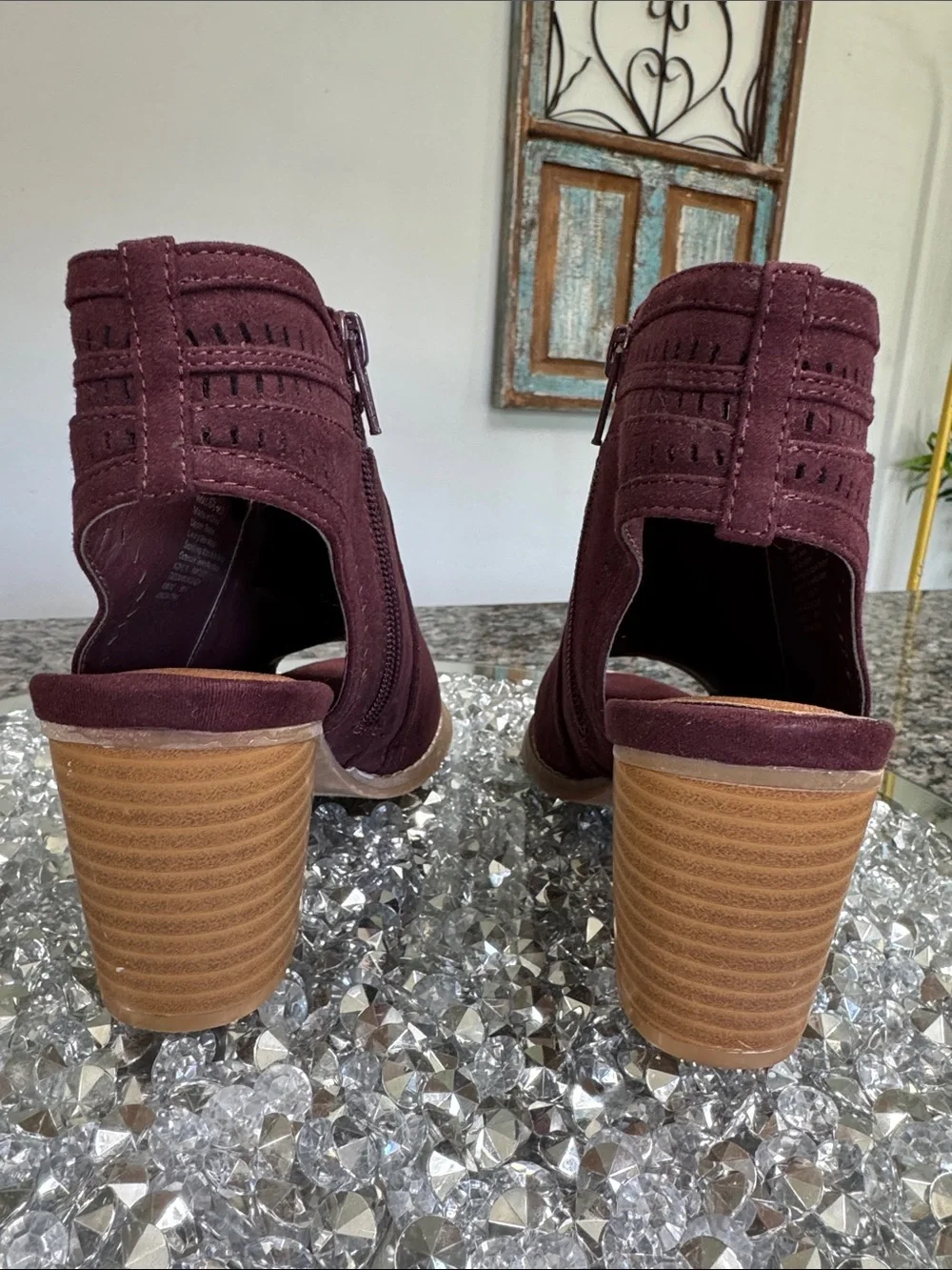 Sonoma Burgundy Open-Toe Block Heel Sandal EUC 6.5
